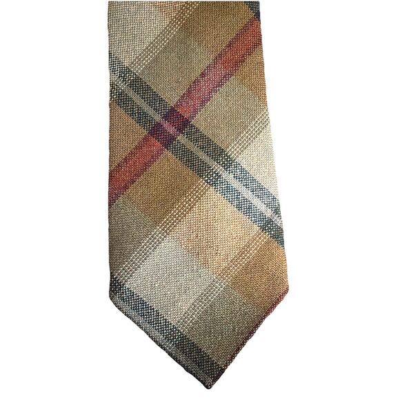 Vintage Lochcarron Men Tie 100% Wool Brown Gray Striped Crofter Tie Scotland - Picture 2 of 3